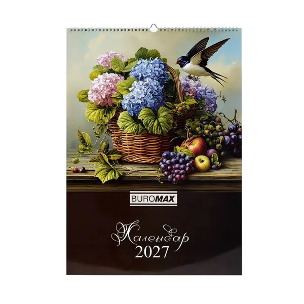 Календарь настенный 2027 г, А2, 1 пружина, Flowers and birds Buromax (BM.210650) - Фото 2