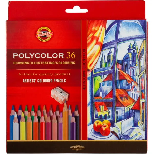 Карандаши художественные цветные POLYCOLOR, 36 цветов, картонная упаковка Koh-i-Noor (3835) - Фото 6