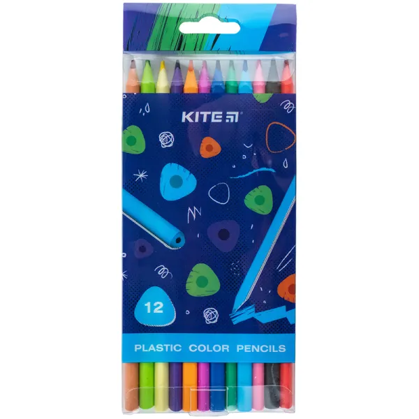 Карандаши цветные пластиковые, 12 шт Triangle Kite (K24-049-3) - Фото 1