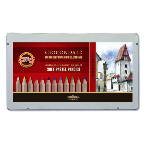 Пастель в карандаше GIOCONDA 8827, 12 цветов, металлическая упаковка Koh-i-Noor (8827012005PL) - Фото 4