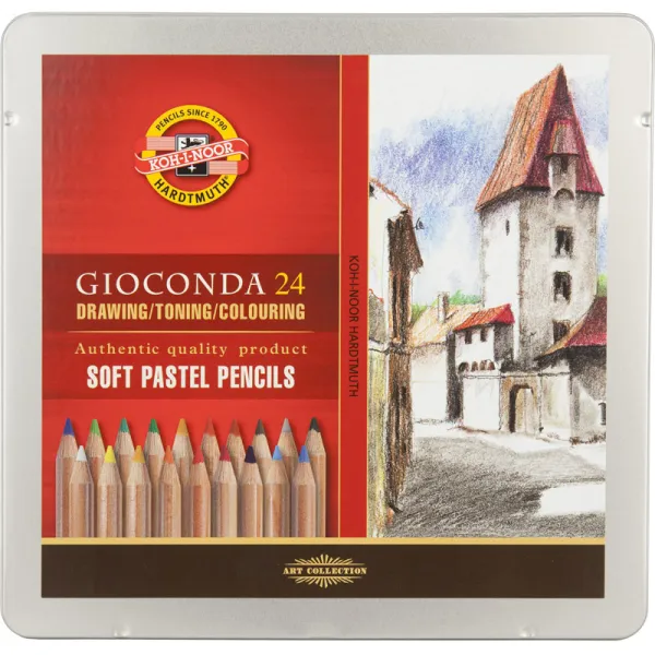 Пастель в карандаше GIOCONDA 8827, 24 цвета, металлическая упаковка Koh-i-Noor (8828024001PL) - Фото 5