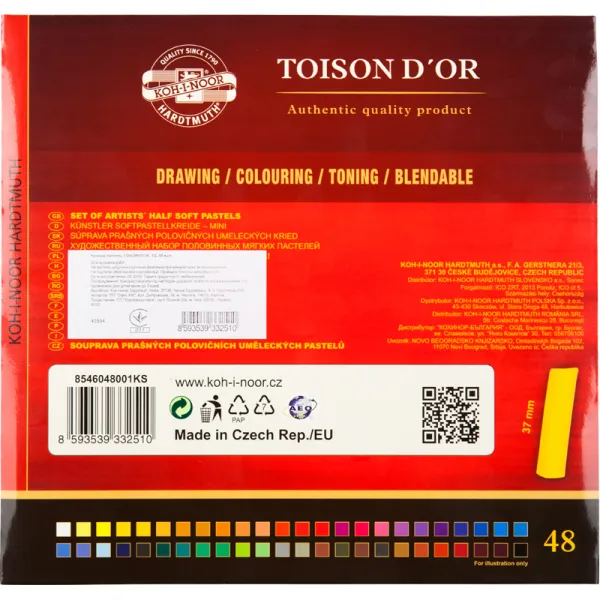 Пастель суха TOISON D'OR, 1/2, 48 кольорів Koh-i-Noor (8546) - Фото 1