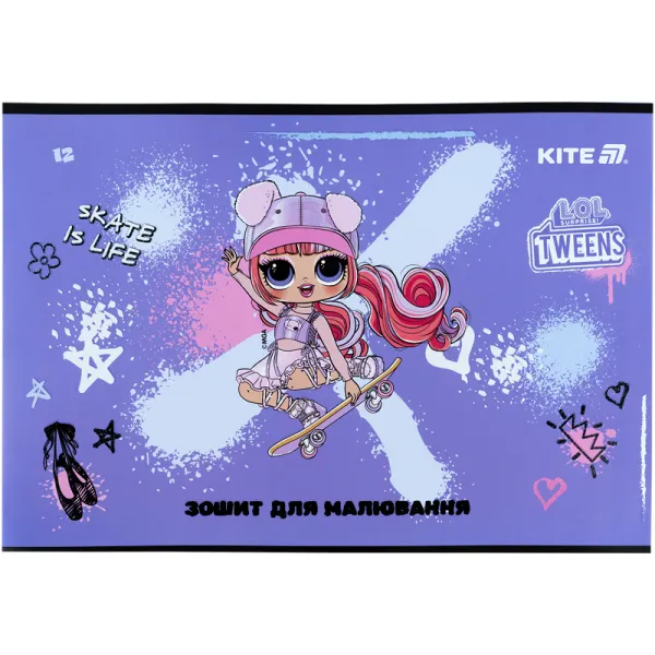 Тетрадь для рисования, 12 л, скоба, УФ лак + глитер, LO Kite (LO25-241) - Фото 2