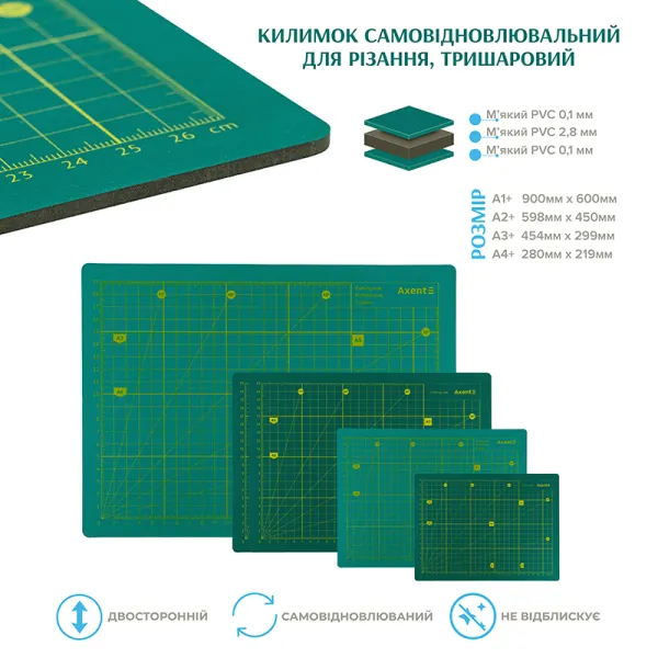 Коврик самовосстанавливающийся для резки, А1 Axent (7900-A) - Фото 2