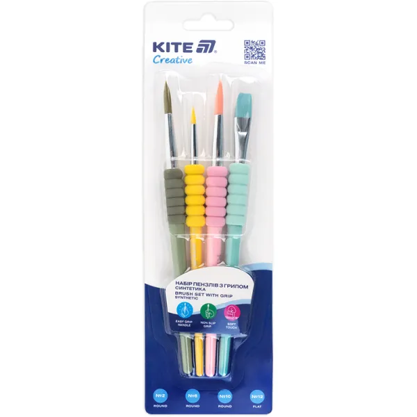 Набор из 4-х кисточек с грипом синтетика Creative Kite (K-334-2) - Фото 5