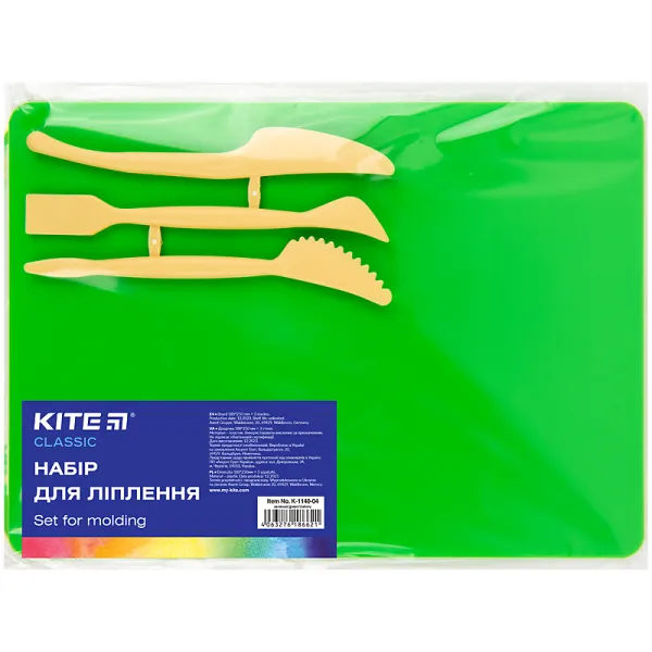 Набір для ліплення (досточка 180х250 мм + 3 стеки), зелений Kite (K-1140-04)