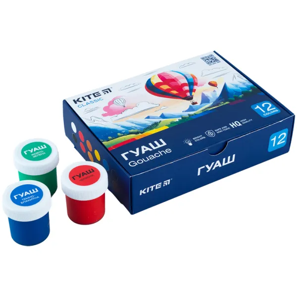Гуашь 12 цветов, 20 мл Classic Kite (K-063) - Фото 1