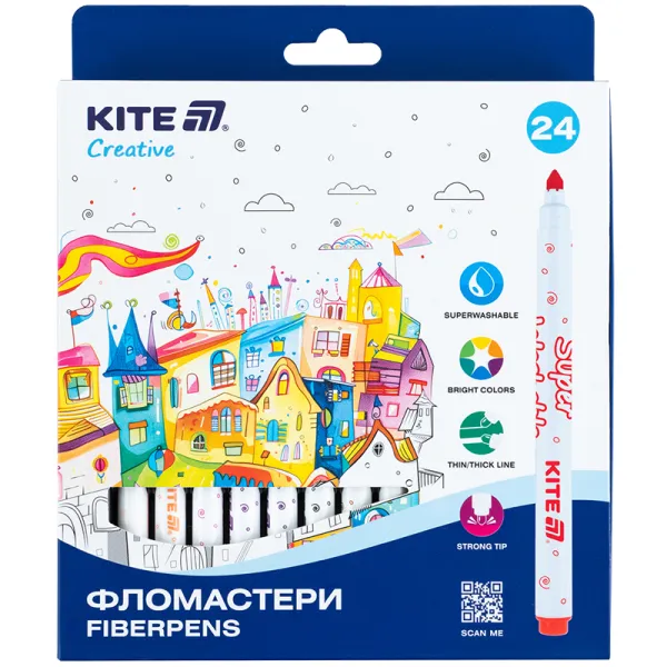 Фломастеры, набор 24 шт, Creative Superwashable Kite (K-1153) - Фото 2