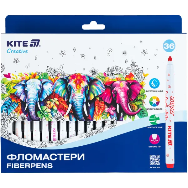 Фломастеры, набор 36 шт, Creative Superwashable Kite (K-1154) - Фото 2
