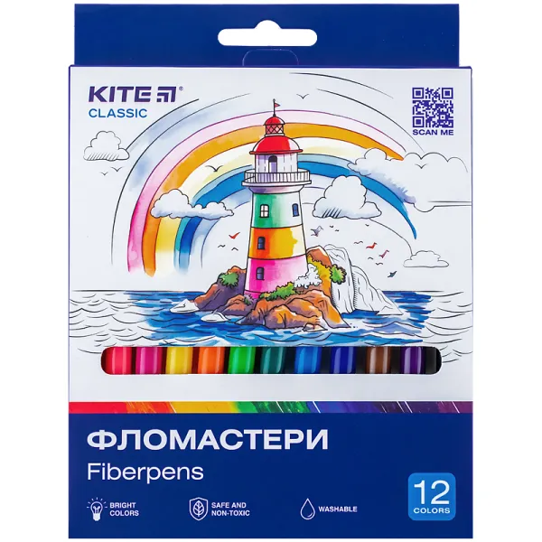 Фломастеры, набор 12 шт Classic Kite (K-447) - Фото 2