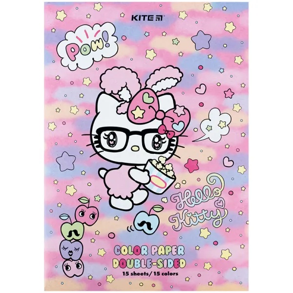 Бумага цветная двустороння (15лист/15цвет), А4 HK Kite (HK24-250) - Фото 1