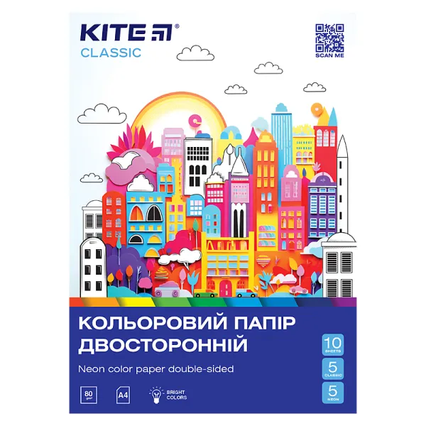 Бумага цветная двусторонний (10лист/5 неон+5 обыч), А4 Classic Kite (K-288) - Фото 3