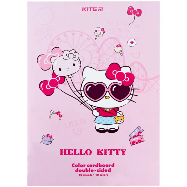 Картон цветной двусторонний (10лист/10цвет), А4 HK Kite (HK24-255) - Фото 2