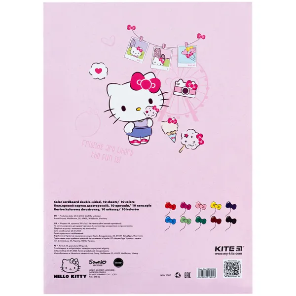 Картон цветной двусторонний (10лист/10цвет), А4 HK Kite (HK24-255) - Фото 3