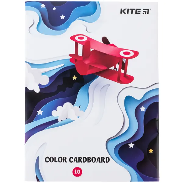 Картон цветной односторонний А5 (10лист/10цвет), скоба Kite (K24-1257) - Фото 1