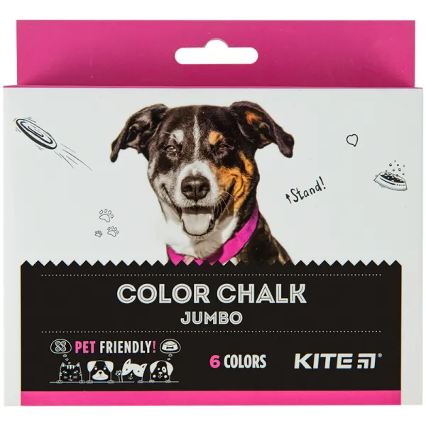 Мел цветной Jumbo, 6 цвета Dogs Kite (K22-073) - Фото 4