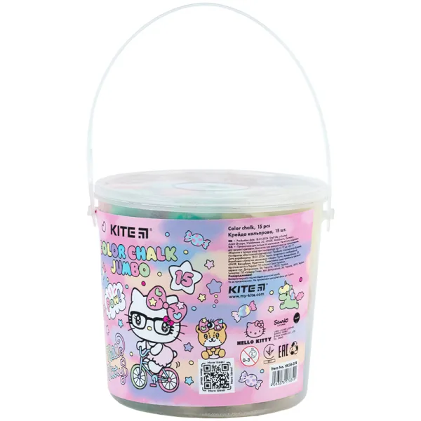 Мел цветной Jumbo, 15 шт в ведерке HK Kite (HK24-074) - Фото 4