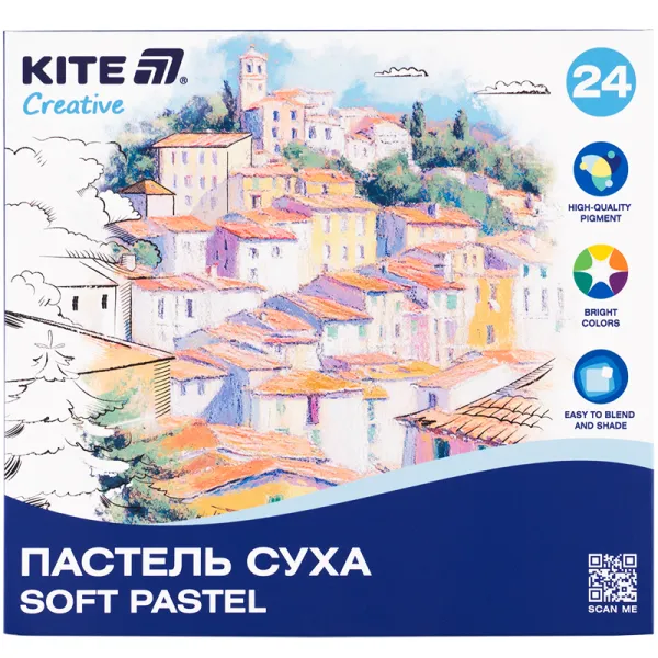 Пастель сухая, 24 цвета Creative Kite (K-201-24) - Фото 1