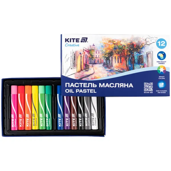 Пастель масляная, 12 цветов Creative Kite (K-200-12) - Фото 1