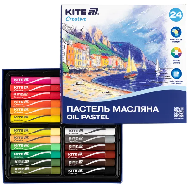 Пастель масляная, 24 цвета Creative Kite (K-200-24) - Фото 1