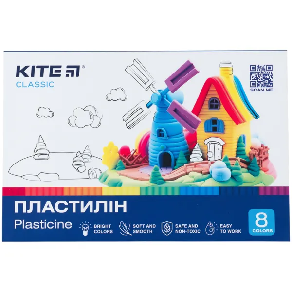 Пластилин, 8 цветов, 160 г Classic Kite (K-082) - Фото 1