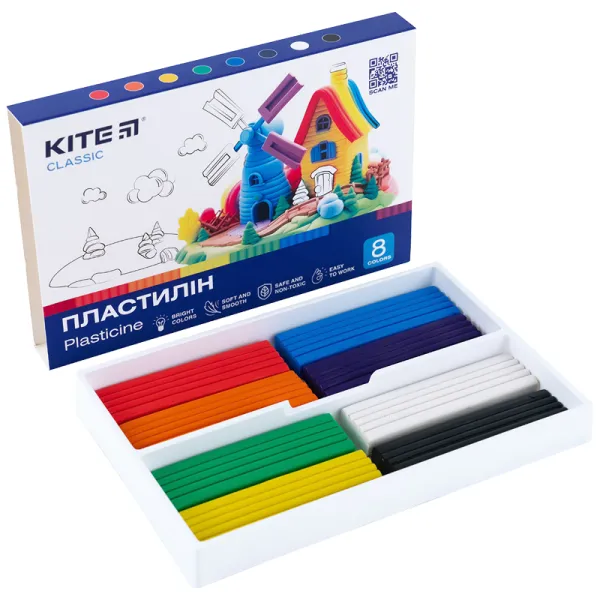 Пластилин, 8 цветов, 160 г Classic Kite (K-082) - Фото 4