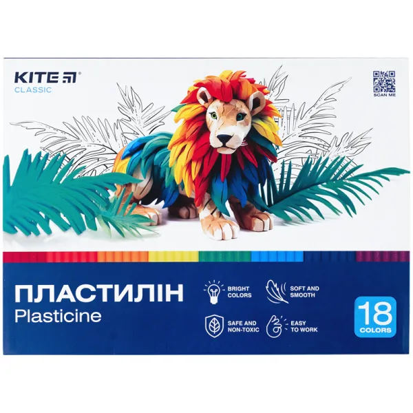 Пластилин, 18 цветов, 360 г Classic Kite (K-085)