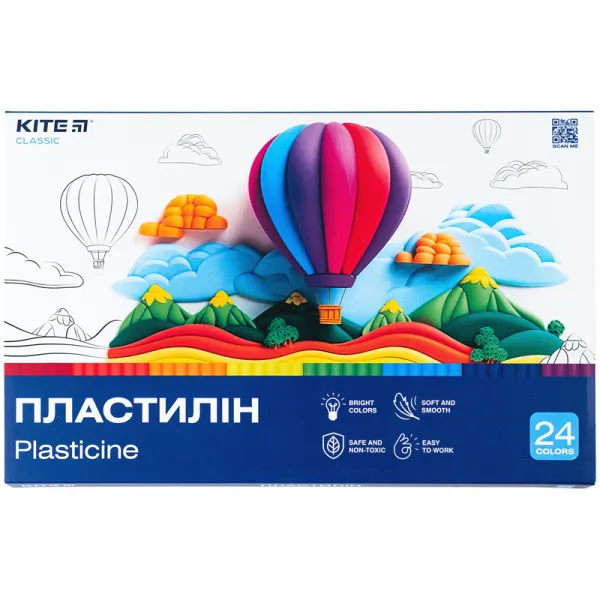 Пластилин, 24 цвета, 480 г Classic Kite (K-089) - Фото 3