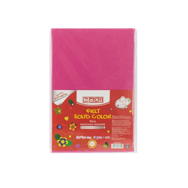 Фетр листовой (полиэстер) на клейкой основе, 20х30 см, 180г/м2, розовый Maxi (MX61820) - Фото 4