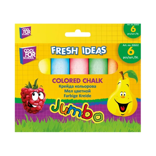 Мел цветной JUMBO 6 шт в картонной упаковке с подвесом Cool for school (CF02632) - Фото 2