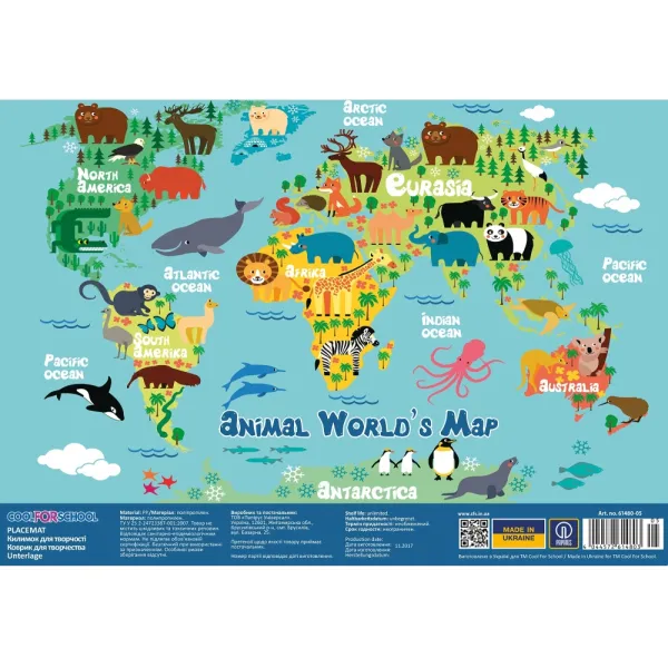 Коврик для детского творчества Animal World's Map Cool for school (CF61480-05) - Фото 9