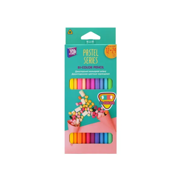 Карандаши цветные двухсторонние премиум PASTEL триугольные, 24 цвета Cool for school (CF15187) - Фото 1