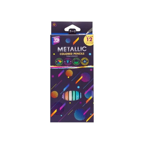 Олівці кольорові Metallic, 12 кольорів, тригранні Cool for school (CF15168) - Фото 5