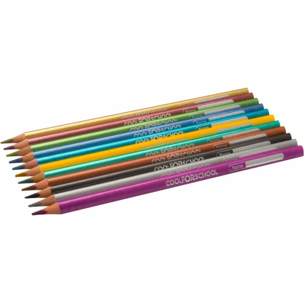 Олівці кольорові Metallic, 12 кольорів, тригранні Cool for school (CF15168) - Фото 1