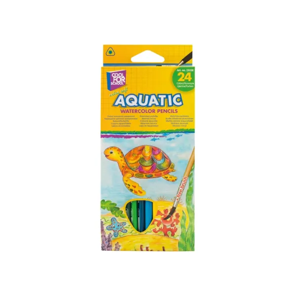 Карандаши цветные акварельные Aquatic Extra Soft, 24 цветов, с кистью Cool for school (CF15158) - Фото 1