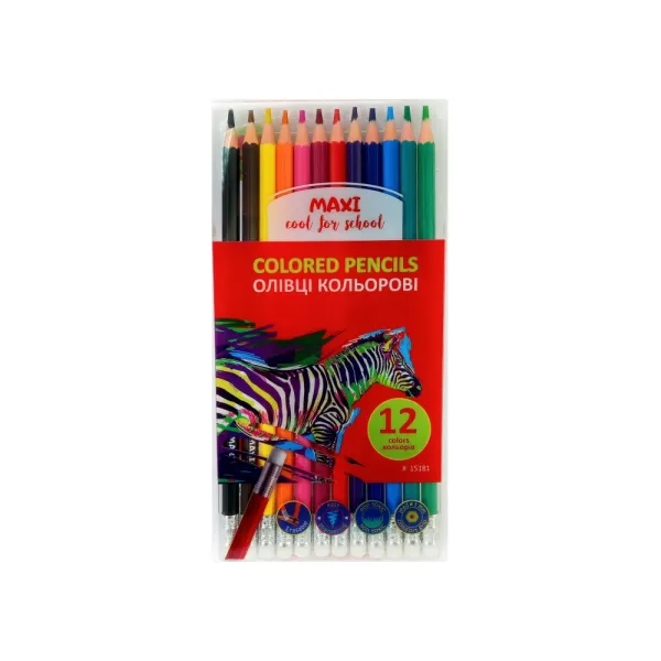 Олівці кольорові ERASABLE, 12 шт, пластикові, шестигранні, стираються, з гумкою Maxi (MX15181) - Фото 6