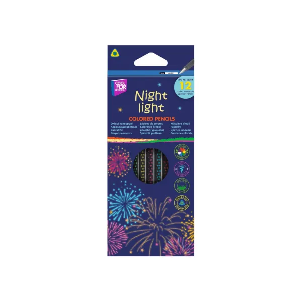 Карандаши цветные Night light, 12 цветов, треугольные Cool for school (CF15183) - Фото 6