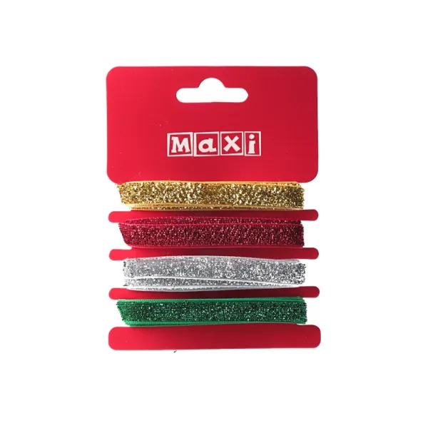Лента с блестками для украшения 4 цвета х 1м Maxi (BJ21-05076) - Фото 1