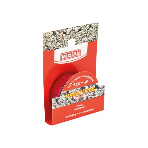 Лента декоративная из фольги красная 10 мм х 5 м Maxi (MX62095) - Фото 5