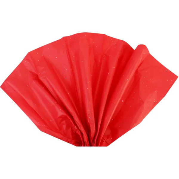 Бумага тишью, 17г/м, 2 листа 50 х 70 см, цвет красный с блестками Maxi (MX62834) - Фото 5