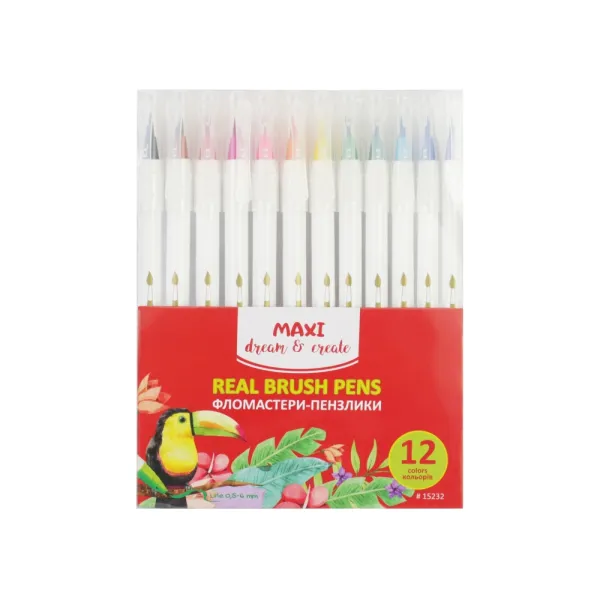 Фломастеры-кисти REAL BRUSH, 12 цветов Maxi (MX15232) - Фото 4