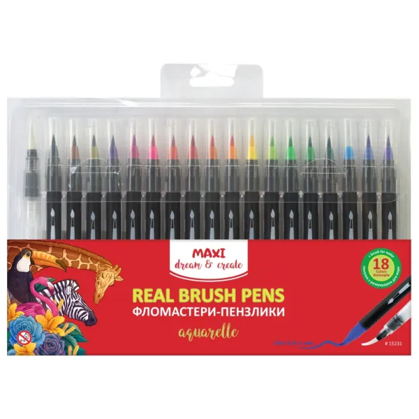 Фломастеры-кисти REAL BRUSH, 18 цветов Maxi (MX15231) - Фото 3