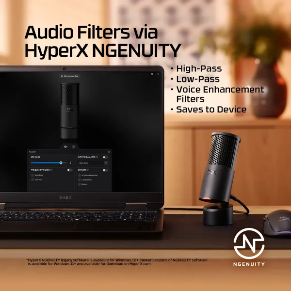 Микрофон USB-A геймерский SoloCast 2, NGenuity, чёрный HyperX (AR0A0AA) - Фото 6