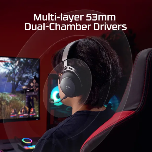 Гарнитура WL/BT/mini-jack/USB-A/USB-C игровая Cloud Alpha 2, чёрная HyperX (AJ5C7AA) - Фото 3