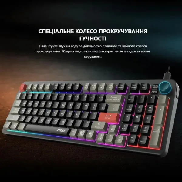 Клавиатура USB-A мембранная Forge GK110 UA, EN/UKR/RU, LED, чёрная MSI (S11-04UA226-HH9) - Фото 1