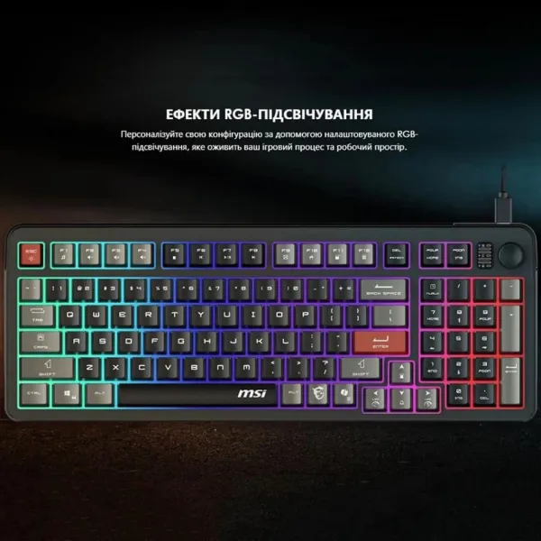Клавиатура USB-A мембранная Forge GK110 UA, EN/UKR/RU, LED, чёрная MSI (S11-04UA226-HH9) - Фото 2