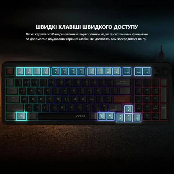Клавиатура USB-A мембранная Forge GK110 UA, EN/UKR/RU, LED, чёрная MSI (S11-04UA226-HH9) - Фото 3