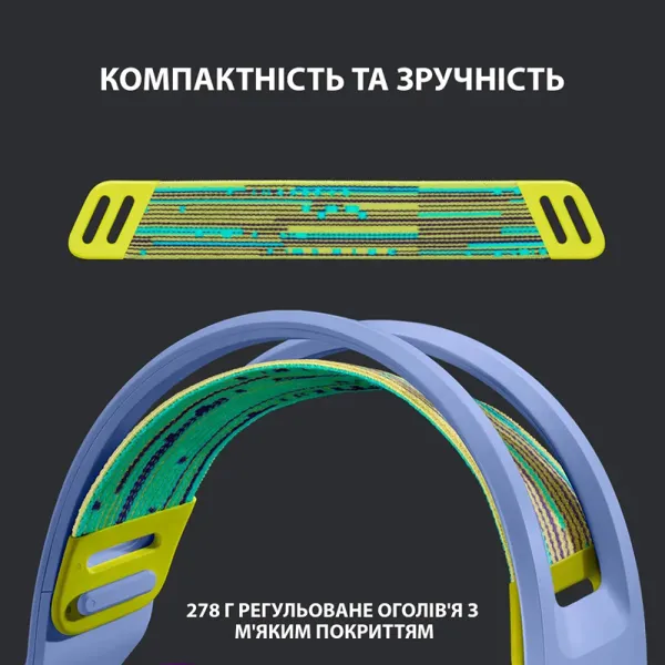 Гарнітура бездротова ігрова G733 Lightspeed, RGB, лілова Logitech (981-000890) - Фото 7