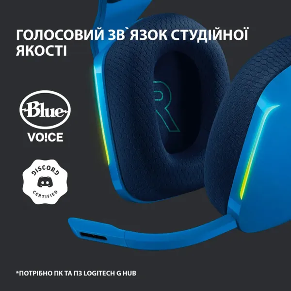 Гарнитура беспроводная игровая G733 Lightspeed, RGB, синяя Logitech (981-000943) - Фото 3