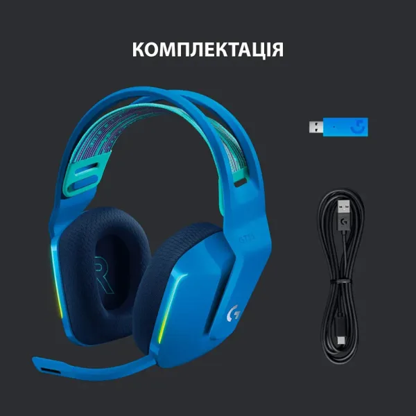 Гарнитура беспроводная игровая G733 Lightspeed, RGB, синяя Logitech (981-000943) - Фото 5